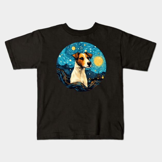 Jack Russell Terrier, van gogh style, starry night, Post-impressionism Kids T-Shirt by Pattyld